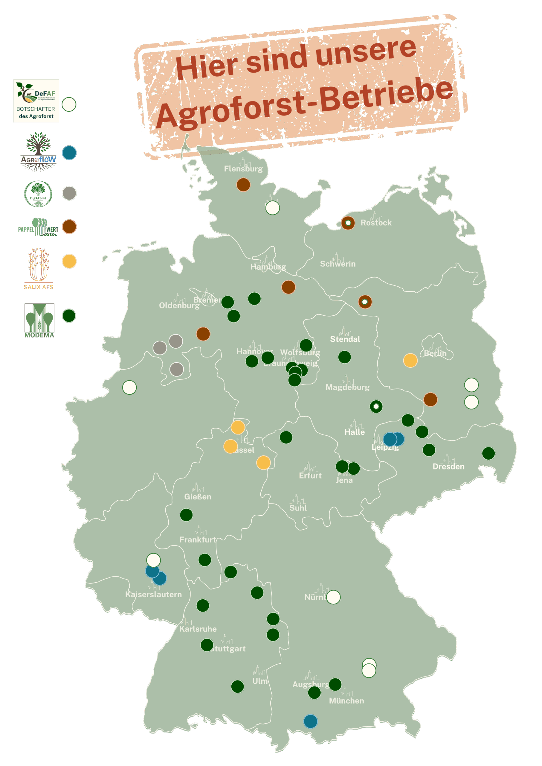 Betriebsstandorte Agroforst-Netzwerk